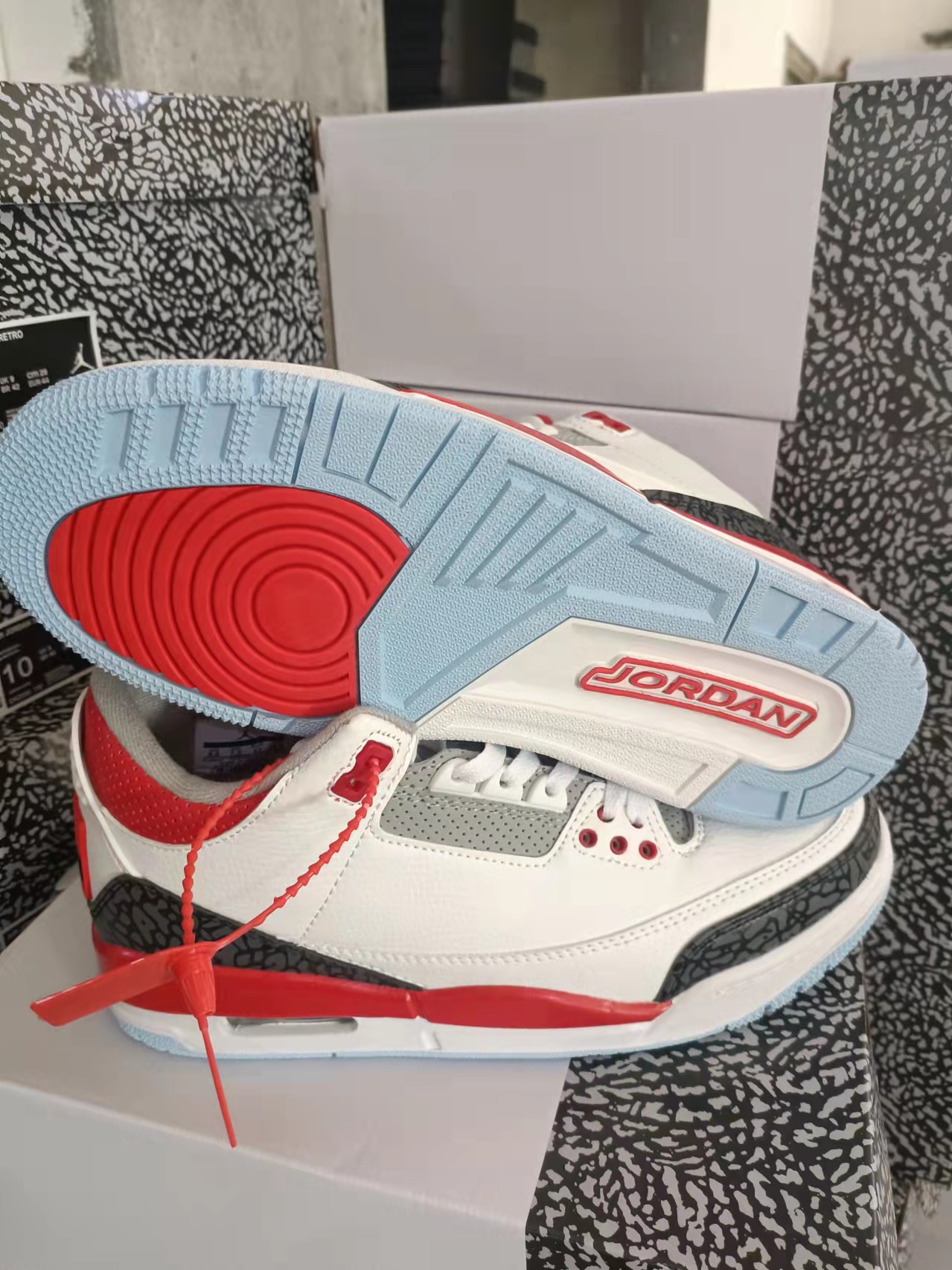 2022 Air Jordan 3 USA White Red Black Grey Shoes - Click Image to Close